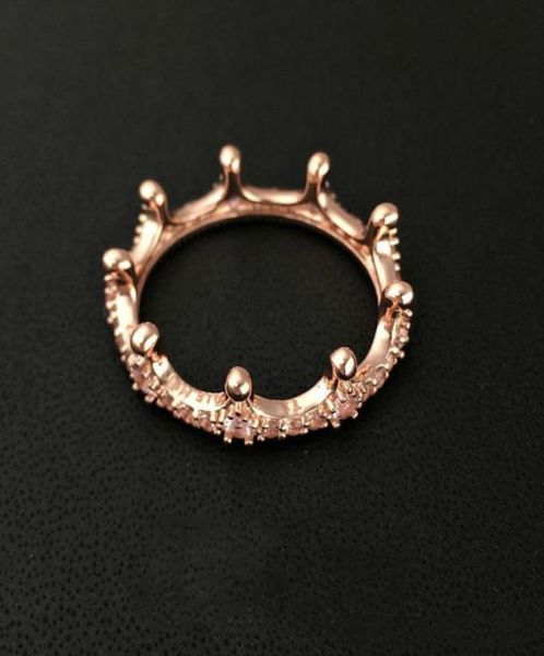 

2021 18k rose gold plated crown ring with cz diamond original gift box for 925 sterling silver jewelry fathion rings for w23435837104093