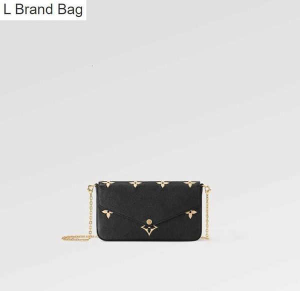 

l bag m80482 women's new mini chain shoulder bag three-piece card bag suy5, Black
