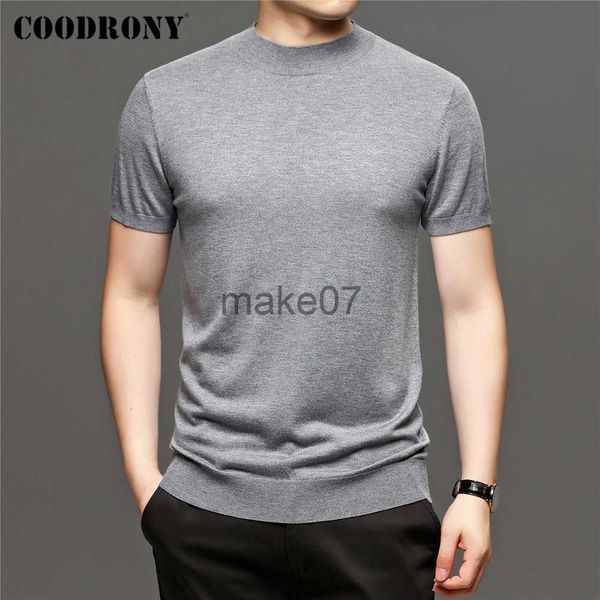 

men's sweaters coodrony spring autumn soft thin knitwear jersey classic pure color slim casual short sleeve sweater pullover men clothi, White;black