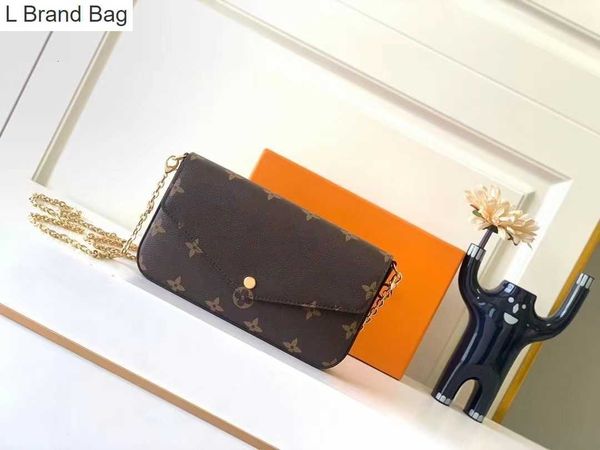 

l bag m61276 women's mini shoulder bag card bag chain strap bag three piece set 8l8h, Black