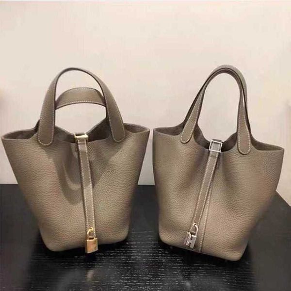 

a designer tote bag her mas handbag authentic h picotin bags h family vegetable basket bag leather womens bag versatile bucket bag large cap