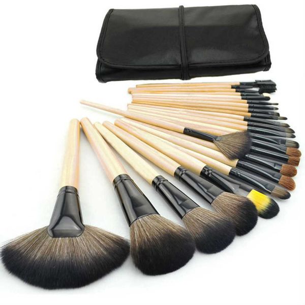

new professional 24 pcs makeup brush set makeup toiletry kit wool brand make up brush set case 24 pcs makeup brushes set charming set de bro
