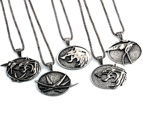 

gothic fashion witcher wizard pendant necklace wolf head bird shape geralt animal collar chain punk hip hop necklaces for men273o1478012, Silver
