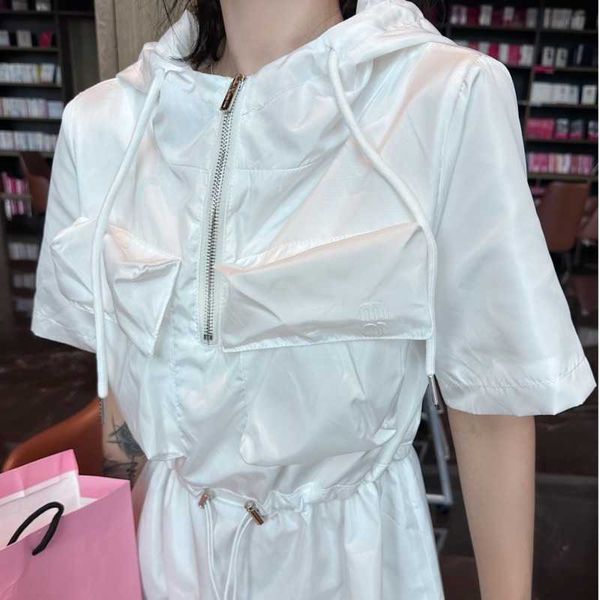 

23ss new womens dress 3d three-dimensional letter offset printing pocket dress designer skirt summer drawstring waist pullover women skirt, White