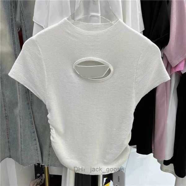 

diesel women's t-shirt tanks camis diesel oil designer mens t shirt shirts womens letter print short round neck cotton tees embroidery, White
