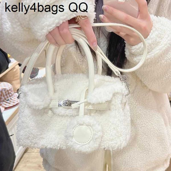 

canvas montage leather designer bags h ermess birkins 5a genuine leather autumn and small crowd fur handheld