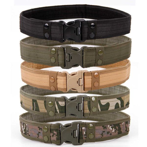 

tactical belt multi-function kid's camouflage nylon 5.0cm wide belt military training students military belt, Black