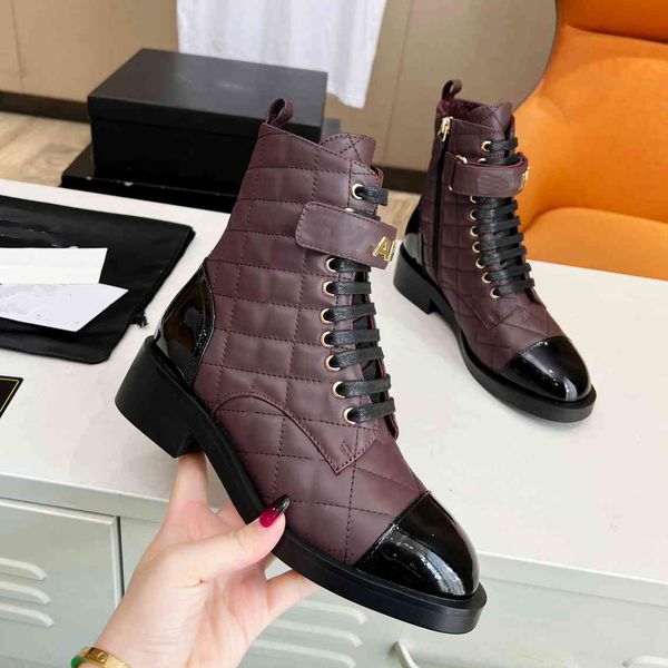 

designer boot womens ankle booties winter channel heel boot martin leather platform letter ccity blonde woman shoes fdgcvb, Black