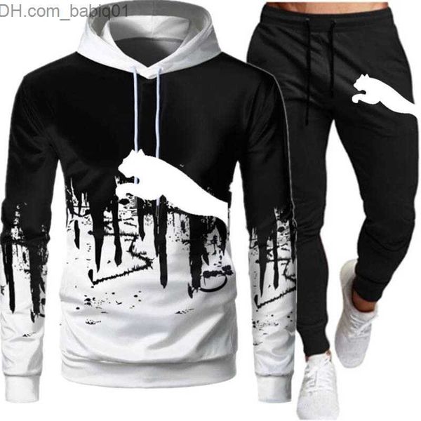

men's tracksuits men's fashion brand hooded winter tracksuit sweatshirts+sweatpants casual sport suits man hoodies trousers outfit, Gray
