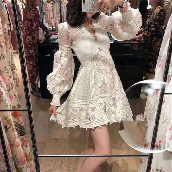 

autumn womens long sleeve v neck hollow lace dress, Black;gray