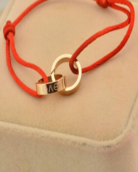 

whole couple red string bracelet hand rope 18k gold plated titanium bangles banglles for women1279757, Black