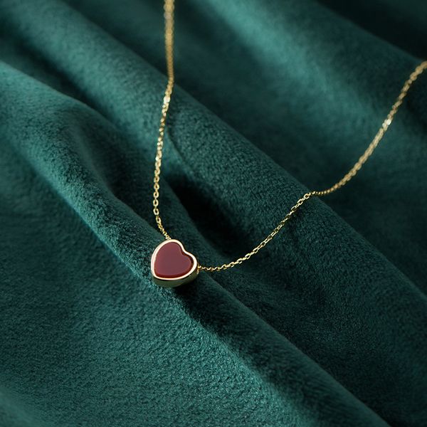

pendant necklaces modian arrive 925 sterling silver red lovely hearts necklace for women gold color fine jewelry accessories 230801