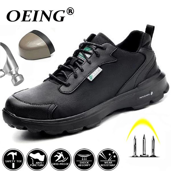 

safety shoes lightweight waterproof men safety shoes steel toe work shoes for men anti-smashing construction sneaker reflective casual shoes, Black;brown