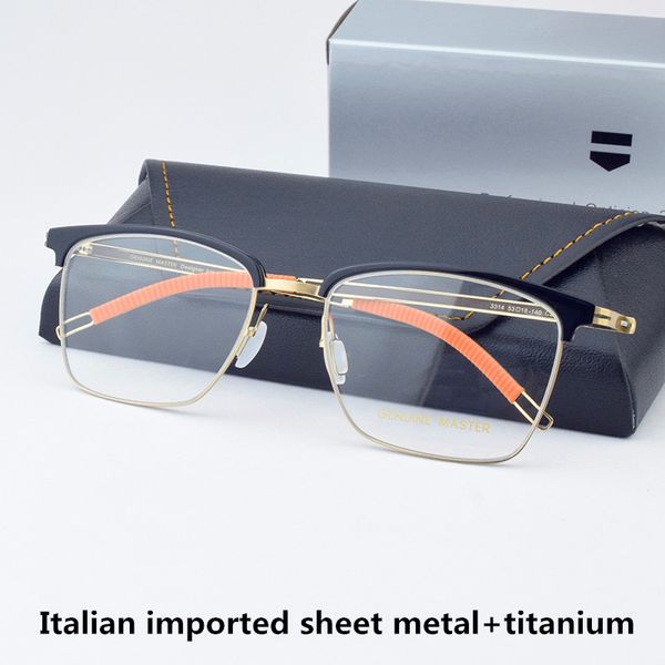 

handmade ultra light eyeglasses anti-blue light pure b- titanium frame retro square frame business men quadrate myopia glasses 3314, Silver