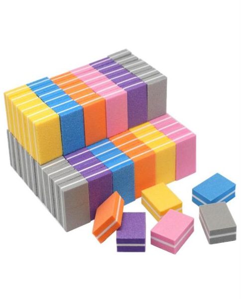 

nad005 100pcs doublesided mini nail file blocks colorful sponge nail polish sanding buffer strips polishing manicure tools337p91676565873