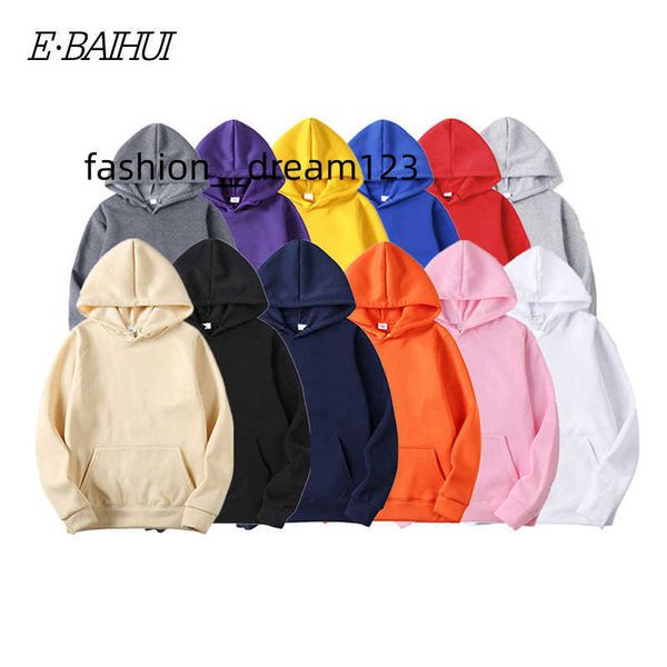 

e-baihui fashion brand men's hoodies new spring autumn male casual hoodie sweatshirts men's solid color hoody sweatshirt asian si, Black