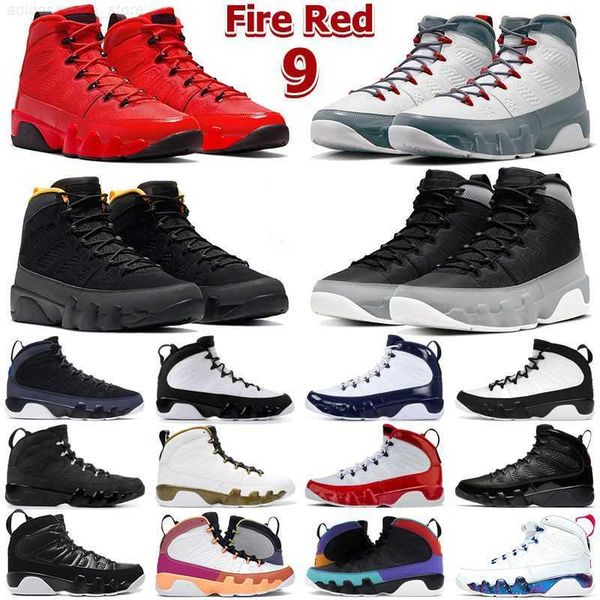 

jumpman 9 retro og men basketball shoes jordons jordam 9s fir red particle grey racer university blue gold bred patent anthracite mens train, Black