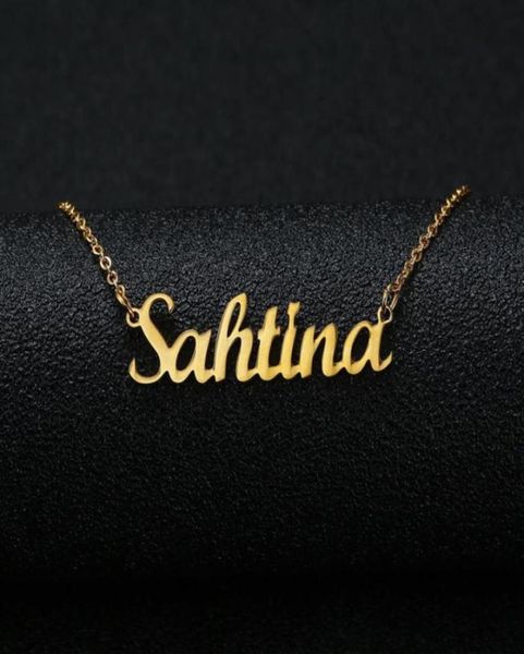 

gold silver color personalized custom name pendant necklace customized cursive nameplate necklace women handmade birthday gift247z6219924