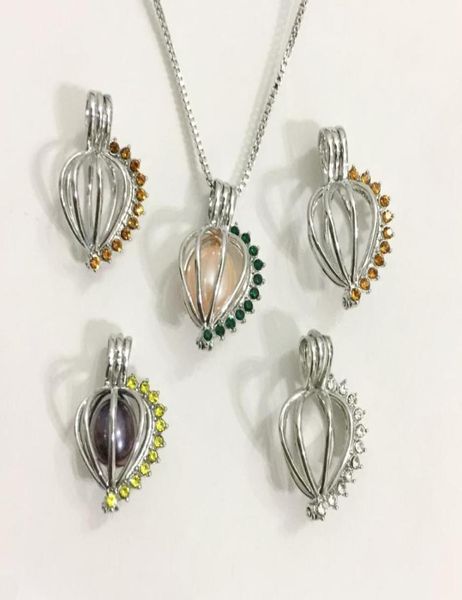 

18kgp colorful gems heart shape locket cage can hold 79 mm pearl bead pendant mounting for diy fashion necklace bracelet jewelry4419965, Silver