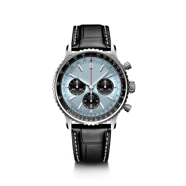 

mens watch quartz watch leather strap blue black high-quality sapphire watch luxury belt watches multi-function chronograph montre clocks xb, Slivery;golden