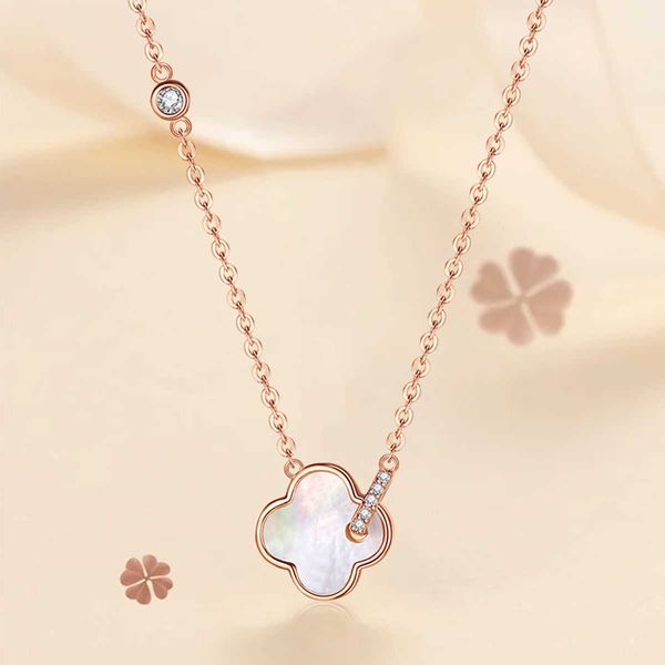 

caromay ring four-leaf clover necklace 925 sterling silver luxury neck chain high grade gift for girlfriend qixi