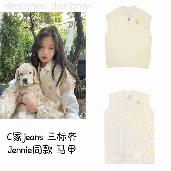 

women's knits & tees designer c family jennie same knitted v-neck sweater vest casual loose college style tank wma0, White