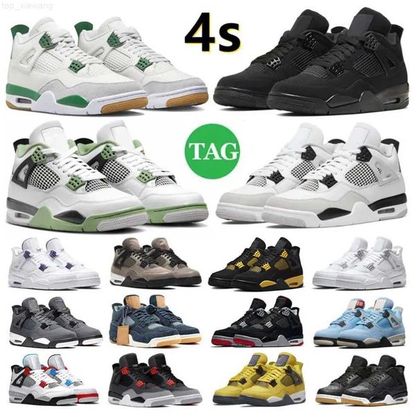 

4 4s men women basketball shoes pine green seafoam military black cat canvas red thunder white oreo midnight navy unc blue sail infrared men