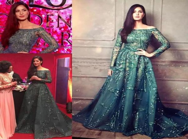 

ziad nakad emerald crystal evening pageant dresses 2019 modest illusion long sleeve arabic dubai prom gowns labourjoisie party dre2023696, Black;red