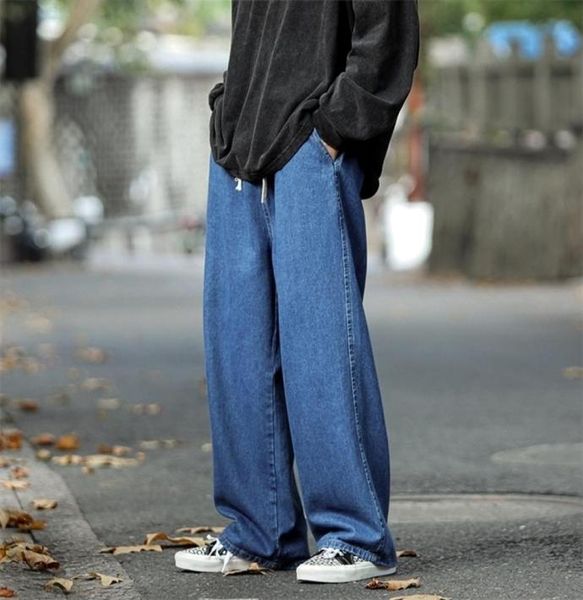 

men s jeans korean fashion men wide leg spring autumn streetwear straight baggy denim pants male elastic waist trousers 5xl  22105122333, Blue