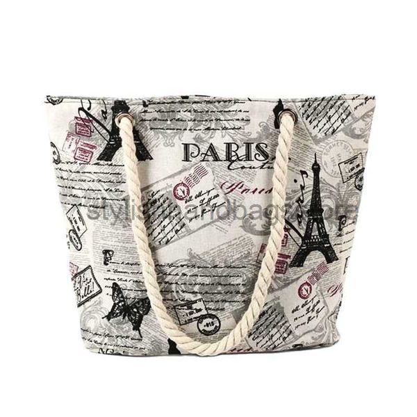 

totes 2023 cotton strap shoulder bag printed tower shell travel bag large size beach shopping bag women's handbag ddrop transport mn670