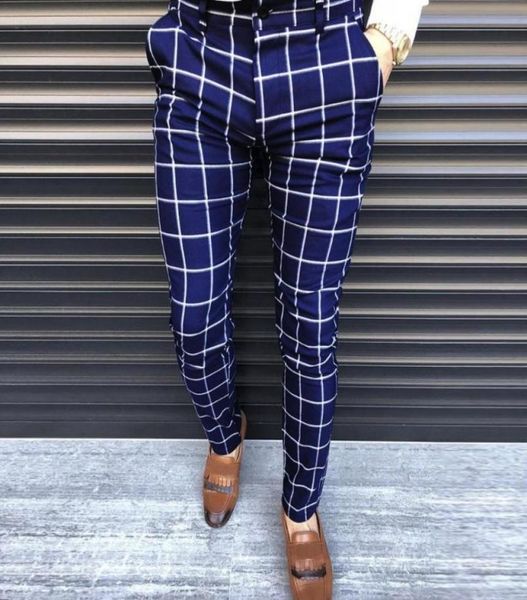 

kancoold smart casual pants fashion cotton midweight men039s pants casual business slim fit plaid print zipper long trousers7944515, Black