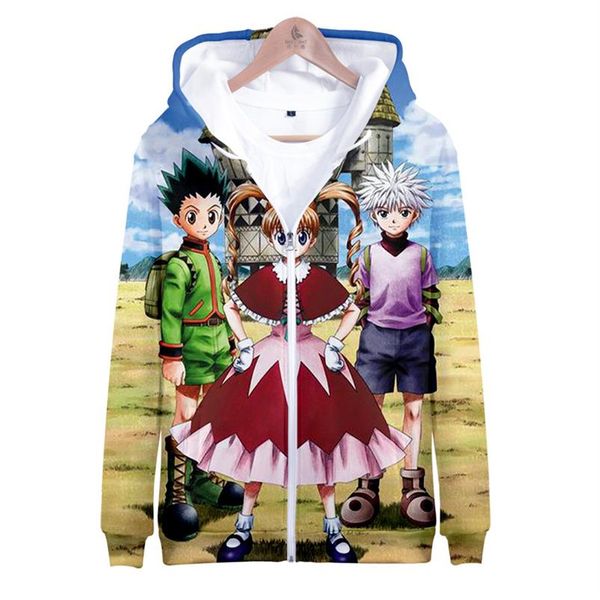 

anime hxh hunter x hunter cosplay costume gon css killua zoldyck kurapika hisoka 3d hoodie zipper hooded sweatshirts2583, Black