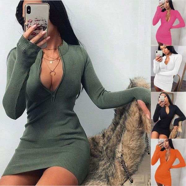 

autumn womens long sleeve dress pure color stretching slim fit butt, Black;gray