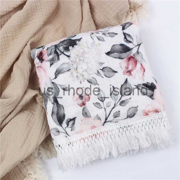 

blankets swaddling pure cotton floral printed baby blanket double layers muslin newborn boys girls swaddle wrap bedding quilt x0802