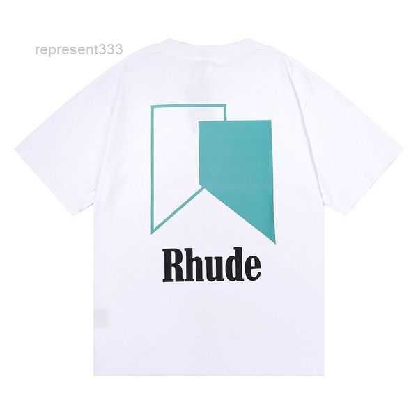 

100%cotton luxury brand rhude shirt fashion t mens designer shirts men casual short sleeve tshirts men's tees us size 3 bzlb, White;black