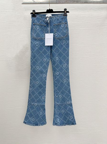 

2023 designer womens jeans female retro designer jeans women' jacket jacket female Milan runway designer dress casual long-sleeved top clothing suit T4, Blue