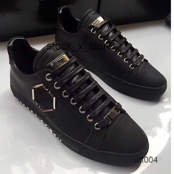 

shoes rivet handmade pp men shoes fashion casualleather pps flat heel walking plein 38-45 philipps mkj002, Black