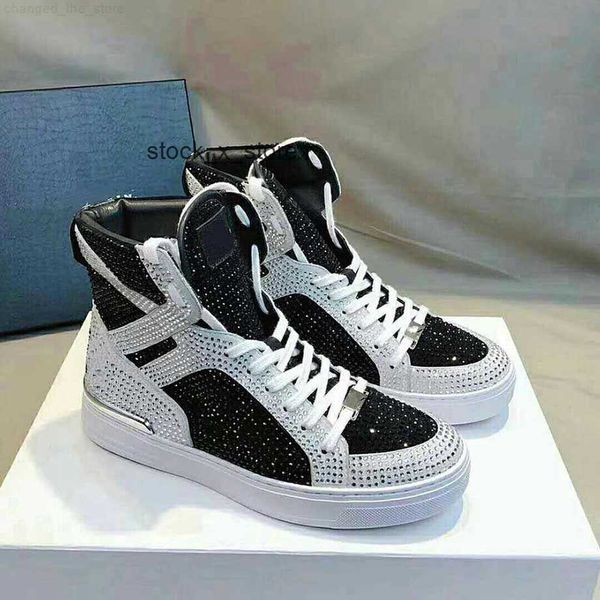 

sneakers plein philipps the men's shoes pp mixed color high-cut lace-up style3 race runner casual shoes size38-45, Black