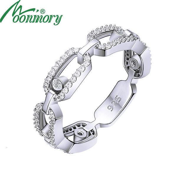 

wedding rings moonmory real 100 925 sterling silver cz move stone ring for women european trendy fine textured jewelry 230802, Slivery;golden
