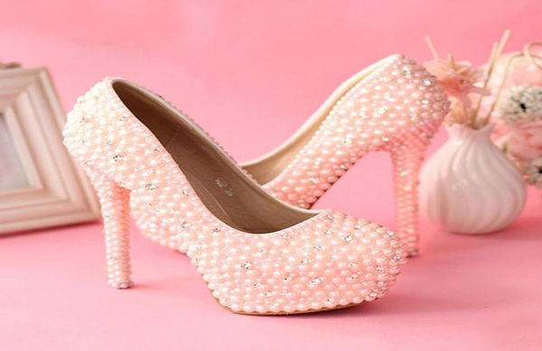 

sweetness pink pearls wedding shoes women rhienstone pumps jeweled high heel 55 inches bridal shoes customized party prom shoes7688054, Black