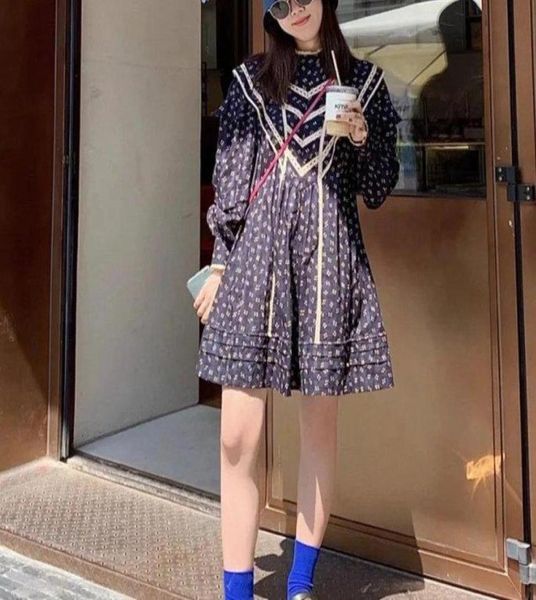 

autumn and winter floral longsleeved ruffled women039s dress casual dresses6539696, Black;gray