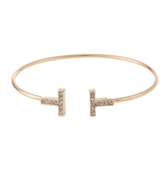 

bangle bangle love designer jewelry nail women personality c shape fashion double t diamond inlaid open bracelet coil ladies brace7821599, Black