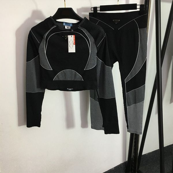 

women yoga pants pullover long sleeves blouse stretch leggings casual pants jacket sports set, Gray