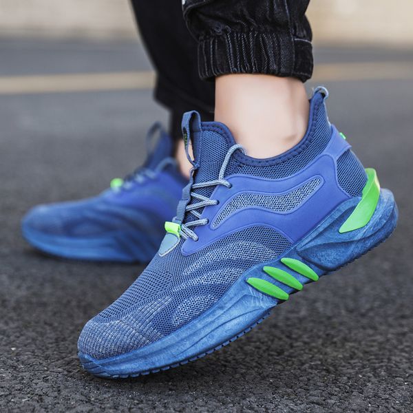 

men knit sneakers breathable running walking gym shoes hiking shoes men's sports designer shoe outdoor black blue men casual item zm-23