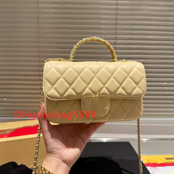 

2023 designer bag channel chain bag plaid flap 5a shoulder handbag gold chain leather double letter solid color buckle square stripe lady me