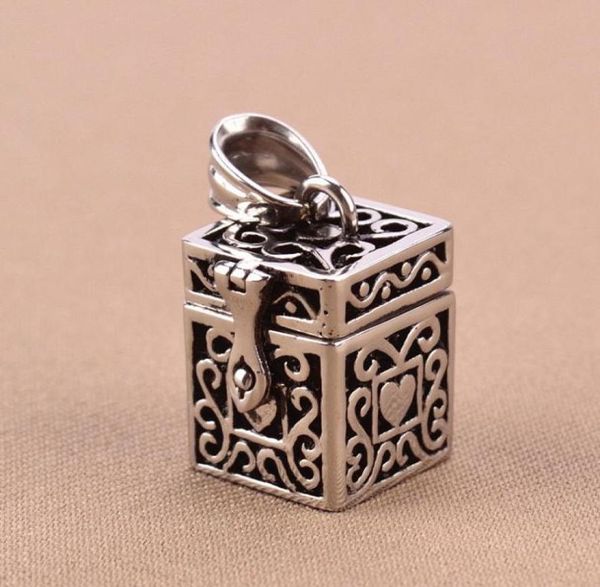

openable ashes magic box lockets pendant urn keepsake vintage necklace titanium steel pet cremation jewelry memorial ash holder gz7407363, Silver