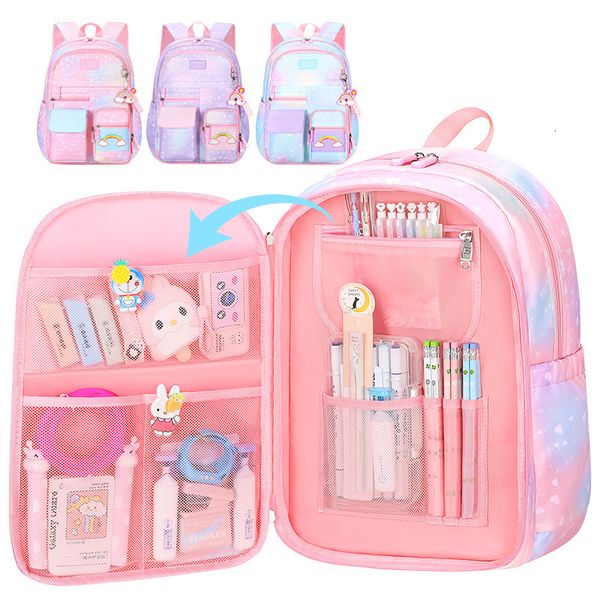 

school bags primary school backpack cute colorful bags for girls princess school bags waterproof children rainbow series schoolbags 230801