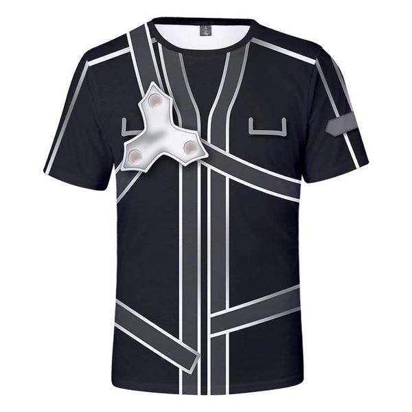 

anime sao sword art online 3d t shirt women men kirito kirigaya kazuto yuuki asuna funny tshirt graphic tees cosplay costume299e, Black