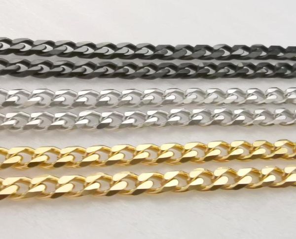 

lot 5meter in bulk 5mm blacksilver gold stainless steel curb link chain findings jewelry marking diy necklace bracelet7005326, Silver