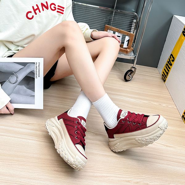 

White Girls Shoes Designer New Red Woman Women Black Casual Outdoor Womens Fashion Design Laces Sports Trainers Top Leather Platform Sneakers Size 35-40 S